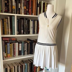 White and Black Polo Collar Sleeveless Mini Sundress